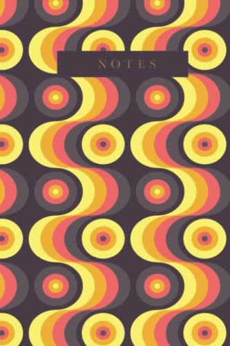 Retro Wallpaper Notebook, Neon colors, 6x9 travel size journal, 176 lined papged