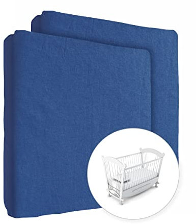 2X Jersey 100% Baumwolle Spannbettlaken für 90x50cm Baby Co-Sleeping Kinderbett Matratze (Königsblau)