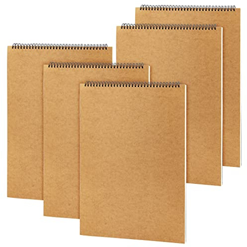 KEILEOHO Skizzenbuch, A3, Querformat, 30 Seiten/60 Blatt, 160 g/m², A3, Zeichenblock, Spiral-Skizzenbücher für Home Office, 5 Stück