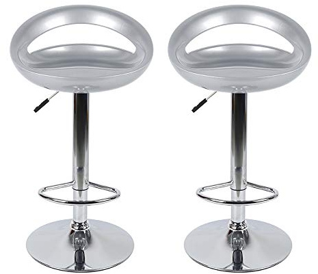 homewell Sgabello da bar in acciaio inox ABS regolabile in altezza (2 pezzi)
