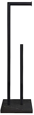 Gzila Freestanding Toilet Roll Holder with Reserve, Heavy Marble Base, SUS304 Stainless Steel, Black