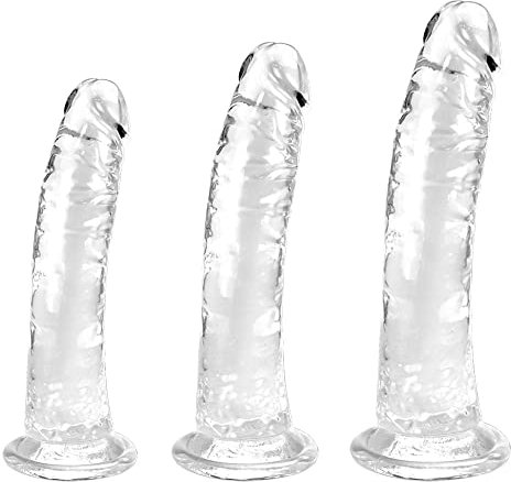 Clear Suction Dildo Set - 3 tamaños (pequeño, grande, enorme) para el placer anal y vaginal - Perfecto para principiantes y usuarios avanzados Pene realista
