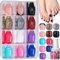 Press on Toe Nails, FANDAMEI 12 Colors 288PCS Press on Toenails Short Square, 4 Glitter Press on Toenails Full Cover, 6 Glossy False Toenails for Feet, 2 Press on Toenails French Tip, French/Glitter