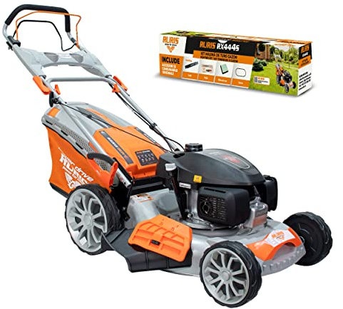 RURIS Tondeuse à Gazon Thermique RX444S, Moteur Honda 4,6 CV, 510 mm, Sac 65 L, 5 Fonctions : Ramassage, Éjection Arrière et Latérale, Mulching, Autonettoyage, Autopropulsée, Kit Inclus