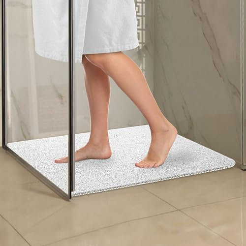 Dikots Tappetino da doccia quadrato, 60 x 60 cm, antiscivolo, anti-muffa, in PVC bianco, antiscivolo, per doccia interna, lavabile e ad asciugatura rapida, antiscivolo, per superfici bagnate.