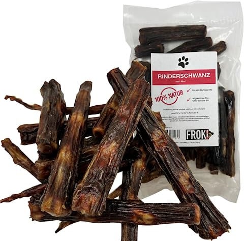 FROKI Premium Rinderschwanz für große & kleine Hunde 250g | 100% Rind | 100% Natürlich | Futter-Snack | Hunde-Leckerlis | Natur-Kausnack | Zahnpflege | ohne Zusatzstoffe