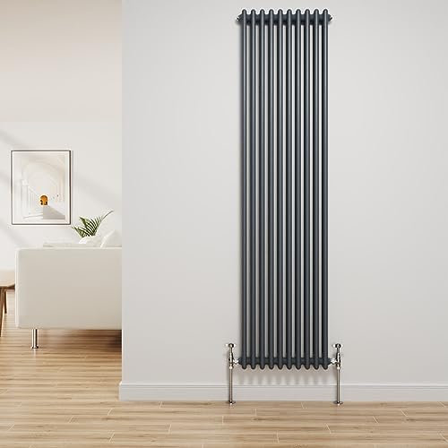 NRG Traditional Radiator Anthracite Cast Iron 2 Column Vertical Central Heating Bathroom Radiators 1800x470mm