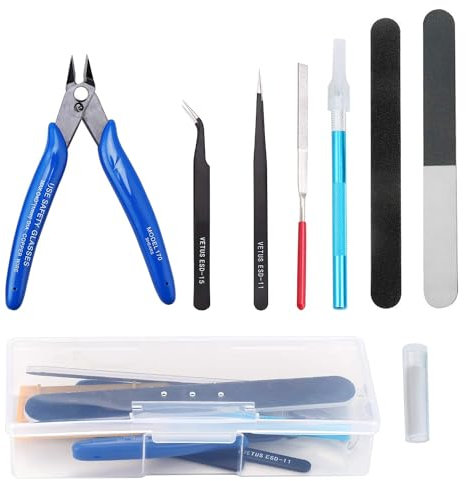 Coptiner 9PCS Gundam Model Tools Kit, Craft Set Model, Basic Tools Hobby for Gundam Model Building Repairing and Fixing with a Plastic Box