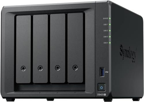 Synology DS423+ Station de disque NAS 4 baies (Realtek RTD1619B 4 cœurs 1,7 GHz, 2 Go de RAM DDR4, 2 x RJ-45 1 GbE), 16 To avec 4 disques durs Synology Plus Series HDDs (HAT3300-4T)