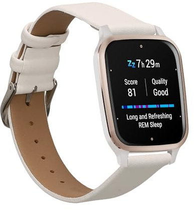 kwmobile Echtleder Uhrenarmband für Garmin Venu Sq 2 Music/Sq 2 / Vivoactive 6 / Vivoactive 5 Armband Ersatzarmband für Fitnesstracker Wechselarmband Smartwatch