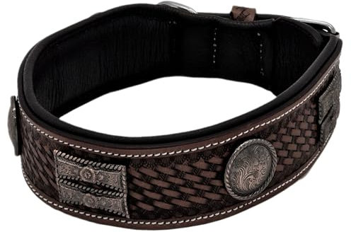 Breites Halsband Falk Hund Breit Braun Lederhalsband Leder Conchos Leder Hundehalsband M L XL Hohe Zugkraft (XL)