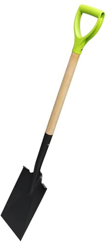 Handlicher Gartenspaten mit Trittkante Holzstiel und D-Griff Garten Grabe Spaten Metall Holz Stiel Feldspaten 106 cm