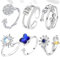 6pcs Anxiety Spinner Ring Set, Verstellbar Anti-Stress Mit Kristall Sterne Und Mond Sonne Schmetterling für Damen Herren MäDchen - Silber Fidget Ringe Geburtstags-Party-Geschenke