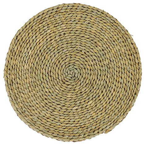 UPQRSG Rundes Pouf Tatami Kissen, Handgewebte Weiche Rohrkolben Bodenmatte, Kissen Erkerfenster Pad Bodenmatte, Tatami Meditationssitzkissen für Heim Yoga Picknick Zubehör