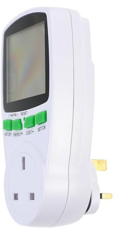 Gadpiparty Digital Lcd Power Monitor Plug Smart Energy for Uk Sockets Measures Voltage Frequency and Consumption for Home and Office Use
