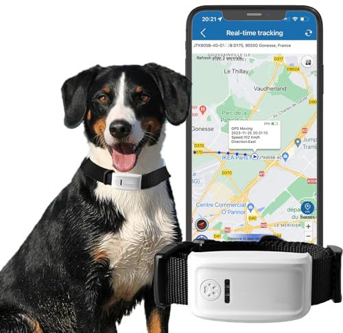 Winnes GPS Tracker Hund | APP-Fernüberwachung | Hund、 Katzen GPS Tracker Halsband | Geo-Zaun-Schutz, wasserdicht und mehrere Alarme | Anti-Lost-Tracking für Haustiere TK909