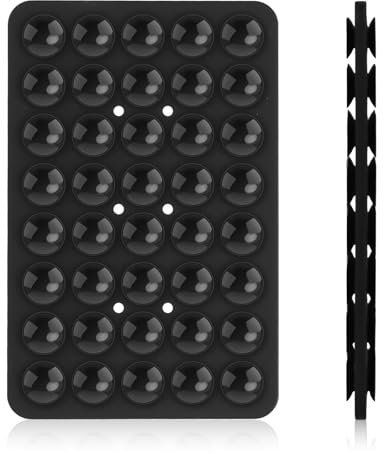 PEUTIER Soporte de Succión Telefono, Doble Cara Funda para Teléfono con Ventosa Manos Libres Agarre Adhesivo de Silicona para Teléfono Compatible con iPhone Samsung Google Pixel (Negro)