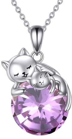 Vadmans Juni Geburtsstein Katze Halskette Sterling Silber Familie Katze Anhänger Mode Schmuck Geschenk für Frauen