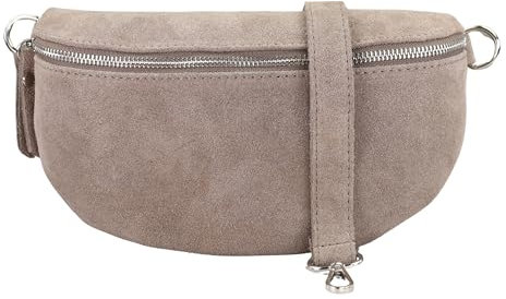 Blade Bauchtasche Damen, Handgemachte Wildledertasche, Crossbody Bag, Gürteltasche Echtes Leder mit Ledergurt, 3 Größen, Stylische Umhängetasche aus Italien, Geschenk für Sie, Ledertasche-Taupe