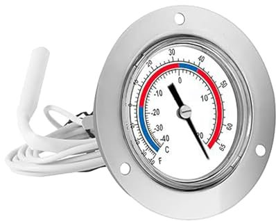 Kapillardesigns Für Kühlerthermometer Kältemessgeräte Bereich -40 Bis 65℉/-40 Bis 20℃ Edelstahl Kühlerthermometer Mit Flansch Für Schalttafelmontage Thermometer Mit Flansch Für Schalttafelmontage