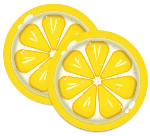 ipalmay Lot de 32 assiettes jetables en carton au citron de 22,9 cm - Assiettes à salade et dessert jaunes sur le thème des agrumes pour anniversaire, fête prénatale, événements de vacances,