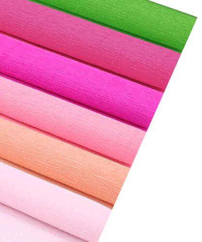 6 Farben Krepppapier 25x250cm krepppapier Bunt Zum Bunt Bänder Crepe Paper Schultüten-Ummantelung und Dekorative Party Streamer Blume DIY Kits für Papierhandwerk - Rosa