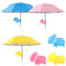 Lasuroa 3pcs Phone Umbrella, 10.23x8.66in Cell Phone Sunshade, Multifunctional Umbrella with Pig Style Suction Cup, Blue, Yellow & Pink, Polyester & Silicone