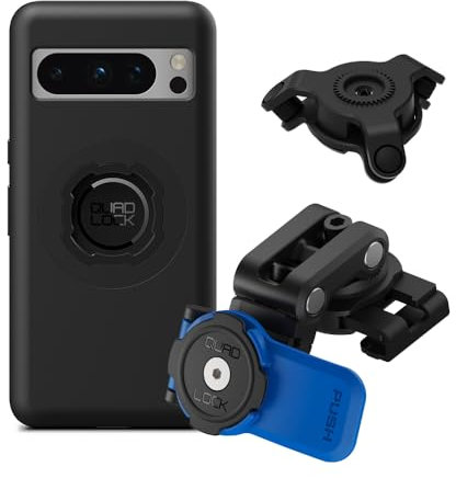 Quad Lock Motorcycle Brake Reservoir Phone Mount Kit with Vibration Dampener and Pixel 8 Pro MAG Case