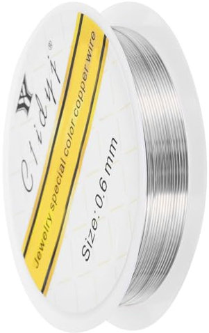 sourcing map 0.6mm/22 Gauge Copper Wire for Jewelry Making, 1 Roll Craft Tarnish Resistant Beading Wire for Jewelry Making Supplies DIY (Silver)