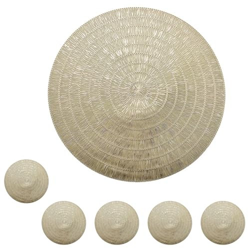 OXYN Set 6 Tovagliette Natalizie Color Oro PVC Tovaglia Fiori Fogli Decorazione Tavola Pranzo Cucina Matrimonio Natale Sottopiatti Eleganti Facili da Pulire Eventi Feste Natalizie Cene (StyleB)