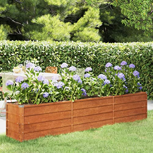 WIFESE Hochbeet Pflanzbeet Gartenbeet 240x40 cm Gemüsebeet 45 cm H Raised Bed Cortenstahl