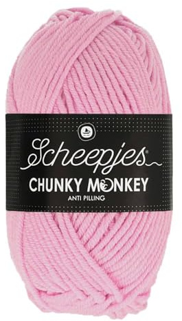 Scheepjes Chunky Monkey Aran Weight Yarn | 100g Ball | Anti-Pilling Acrylic | Soft & Hypoallergenic for Knitting and Crochet Blankets, Toys & Garments (1390 Orchid)