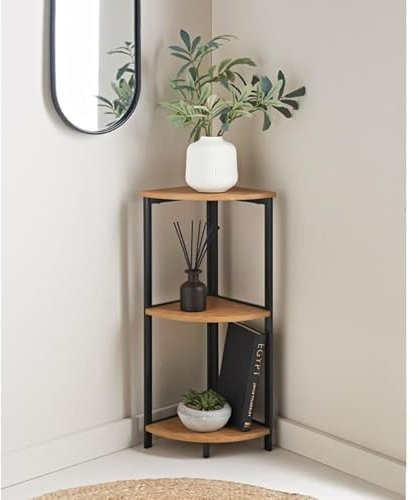 spot on dealz Corner Shelf 3-Tier Storage Shelves Small Bookshelf Corner Storage Unit Space-Saving Shelf Home Organization Display Shelves Compact Bookshelf Corner Shelving Unit Decorative Shelves