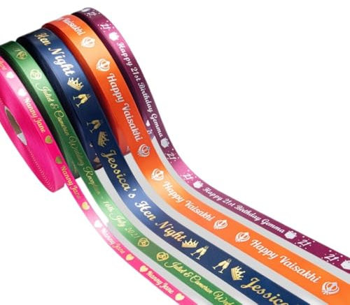Personalisierbares bedrucktes Band, Bänder zum Basteln, Haarband, Satinband, Band für Blumenstrauß, Bänder, Geschenkband, personalisiertes Band zum Verpacken von Geschenken (45 m Druck)
