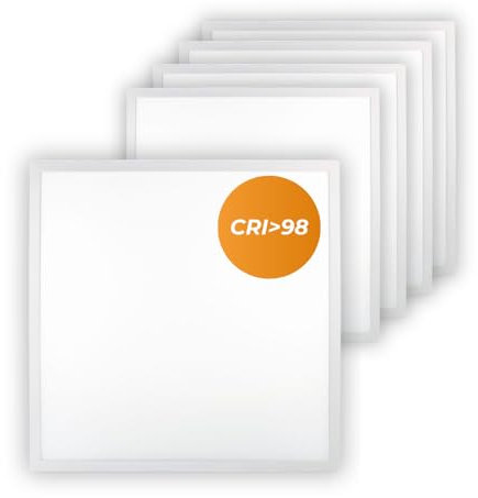 LUXULA 5x LED Panel 62x62cm Rasterleuchte - CRI98 Vollspektrum - 4000K Neutralweiß 40W 4000lm - flimmerfrei - mit 230V Netzteil - LED Deckenleuchte für Rasterdecke