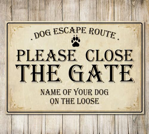 PERSONALISED Please Close the Gate Sign Dog Warning Metal Wall Door Decor Garden Plaque