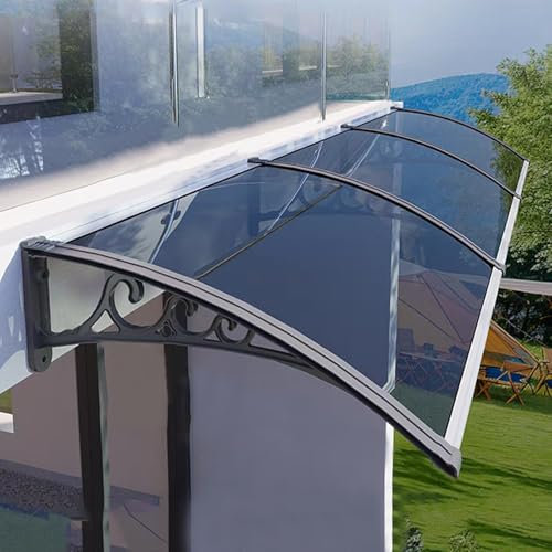 Außentür Baldachin mit 99,99 % UV-Schutz Regenschutz und schlagfeste Markise 80 x 220 cm/32 Zoll x 87 Zoll grauer Dachüberdachung für Garten oder Fenster