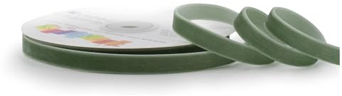 Samtband 10mm x 10m Rolle - FARBAUSWAHL in 3/6/10/16/22/25/50mm - farbecht & waschbar - Schleifenband zum Nähen - Geschenkband zum Verpacken Dekorieren Basteln - Eukalyptus