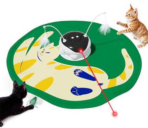 Gardner Pet Juguete para Gatos 5 en 1-Estilo Gato | Eléctrico Interactivo Automático, Juego de Escondite, Con Plumas, Láser, Pelotas, Sonidos de Pájaros, Carga USB