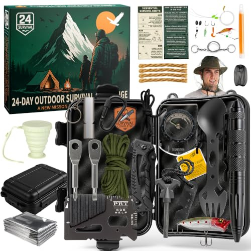 Rubypop Outdoor Adventskalender 2026 für Männer Wandern Camping Abenteurer | 24 Tage Weihnachtskalender mit Camping und Outdoor Zubehör, Geschenkidee für Abenteurer Camper Wanderer Väter Ehemänner