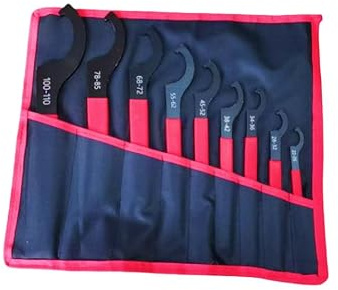 9-Piece APU Hook Spanner Wreath Set, Heavy-Duty Water Meter Cover Removal Tool Kit with Ergonomic Handles for Plumbing Maintenance and Adjustments