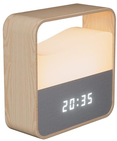 UPXNBOR Digitaler Nachttischwecker mit LED-Display, dimmbares Nachtlicht, Lautstärke regelbar (3 Stufen), Snooze, 2 Weckzeiten, USB-C wiederaufladbar, leise Tischuhr für Schlafzimmer & Reisen