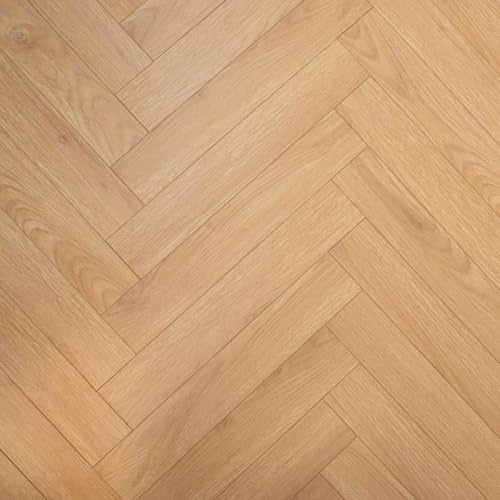 Laminate Flooring Durable 8mm Thick Herringbone – Modern Wood Effects, Easy Click Fit, Water-Resistant Laminate – Ideal for Living, Bedroom & Hallway Floors - 1.8m² Coverage Per Pack (Maple Oak)