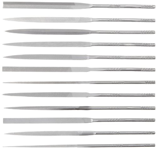 Nicholson - Set di 12 lime ad ago con manici, motivo svizzero, doppio taglio, 2, lunghezza 10,2 cm