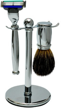 Razor MD | CHROME 17 SHAVE SET | Rasierer für Gilette Mach-3 Klingen | Premium Rasierer