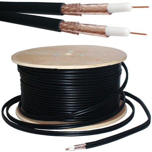 50M RG59u Twin Coaxial Shotgun Cable -Pure Copper & Foam- Satellite Dish SKY HD