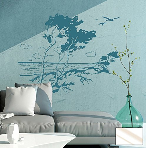 Wandtattoo Wandaufkleber Strand Windflüchter maritime Landschaft M1483 - ausgewählte Farbe: *Milchglas* ausgewählte Größe:*L 100cm breit x 78cm hoch