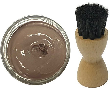 Famaco 50ml Grey Taupe Leather Deluxe Cream Polish for Boots and Shoes with Application Brush - Nourish and Protect Leather with this cream polish Kit for Boots and Shoes