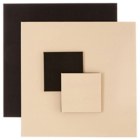 Geome Reverse Placemats and Coaster Sets, Leather Effect, Black & Cream - Set of 4