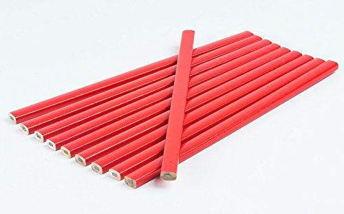 Goodway 20 Stück Zimmermannsbleistifte │Rot │ Oval │ 250 mm │ Hochwertige Bleistifte für Bau- und Holzarbeiten